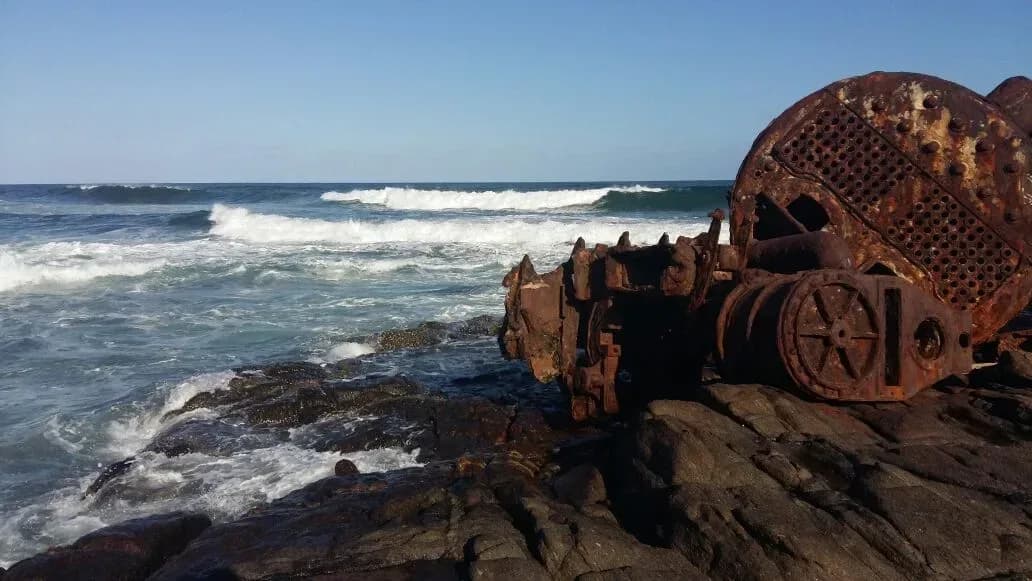 The Nightingale wreck on the rocks